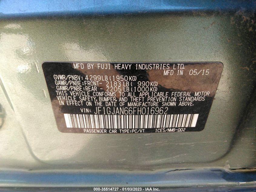 2015 SUBARU IMPREZA SEDAN LIMITED JF1GJAN66FH016962