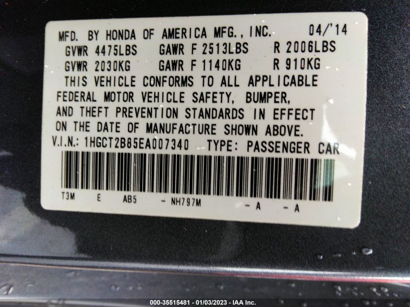 2014 HONDA ACCORD COUPE EX-L - 1HGCT2B85EA007340