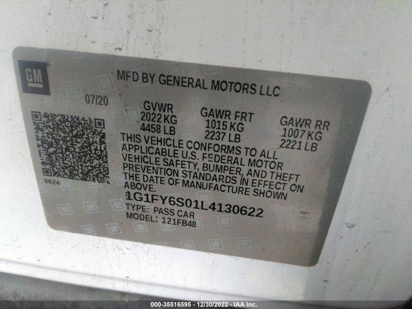 2020 CHEVROLET BOLT EV LT 1G1FY6S01L4130622