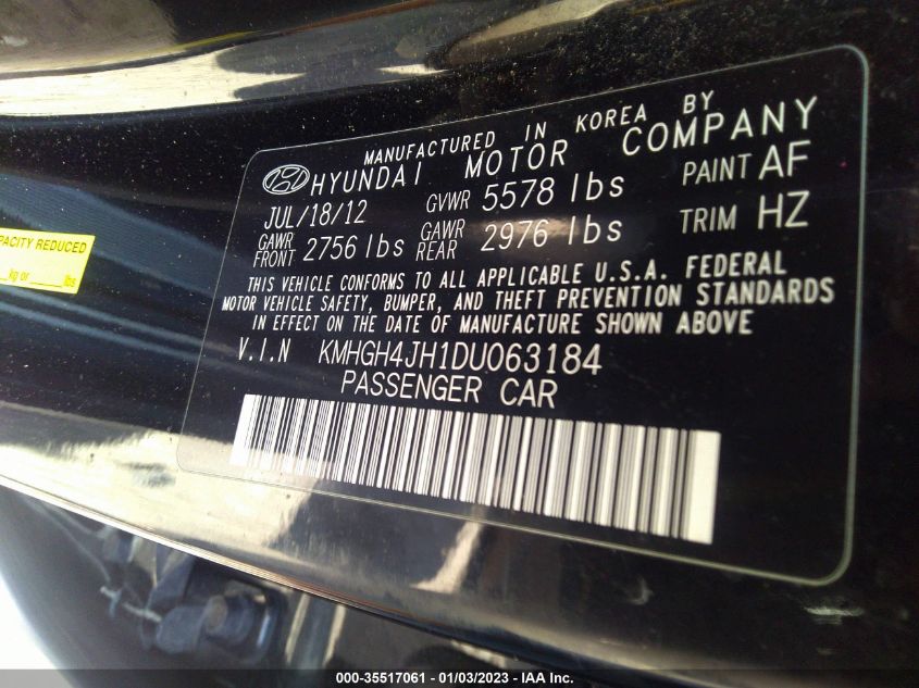2013 HYUNDAI EQUUS SIGNATURE KMHGH4JH1DU063184