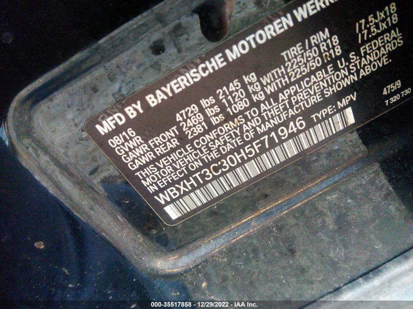 2017 BMW X1 XDRIVE28I WBXHT3C30H5F71946