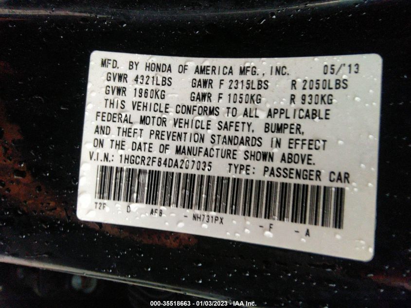 2013 HONDA ACCORD SDN EX-L 1HGCR2F84DA207035
