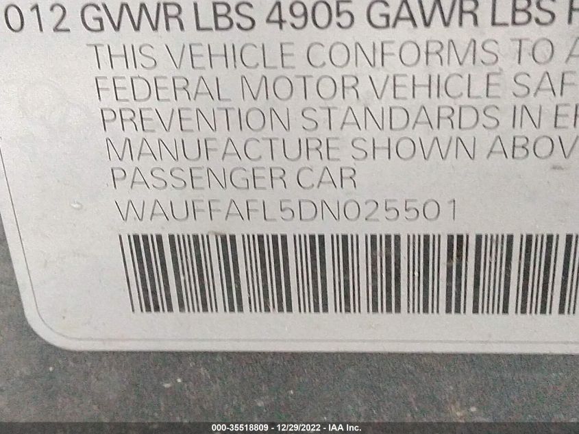 2013 AUDI A4 PREMIUM PLUS WAUFFAFL5DN025501