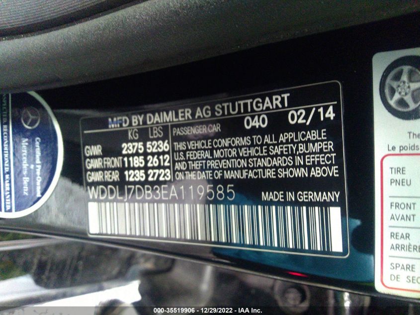 2014 MERCEDES-BENZ CLS-CLASS CLS 550 WDDLJ7DB3EA119585