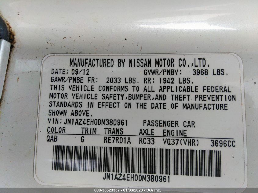 2013 NISSAN 370Z - JN1AZ4EH0DM380961