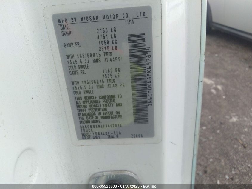 2015 NISSAN NV200 S 3N6CM0KN8FK697894