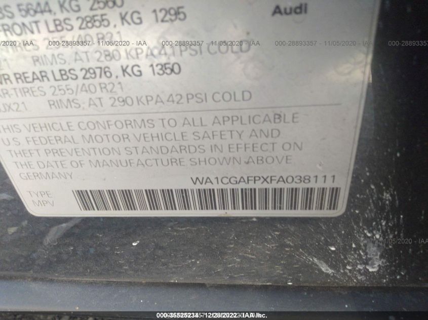 2015 AUDI SQ5 PREMIUM PLUS WA1CGAFPXFA038111
