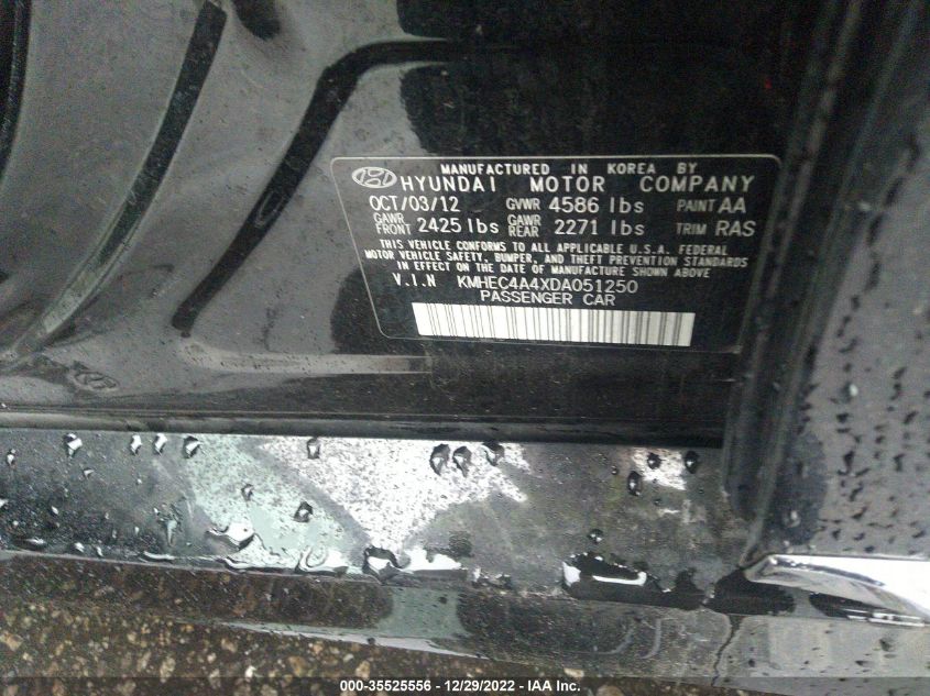 2013 HYUNDAI SONATA HYBRID KMHEC4A4XDA051250