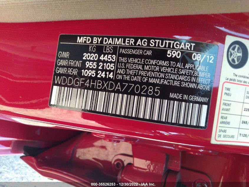 2013 MERCEDES-BENZ C-CLASS C 250 WDDGF4HBXDA770285