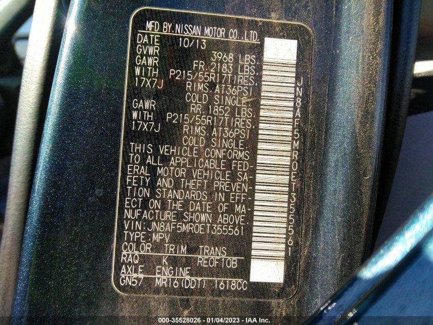 2014 NISSAN JUKE SV - JN8AF5MR0ET355561