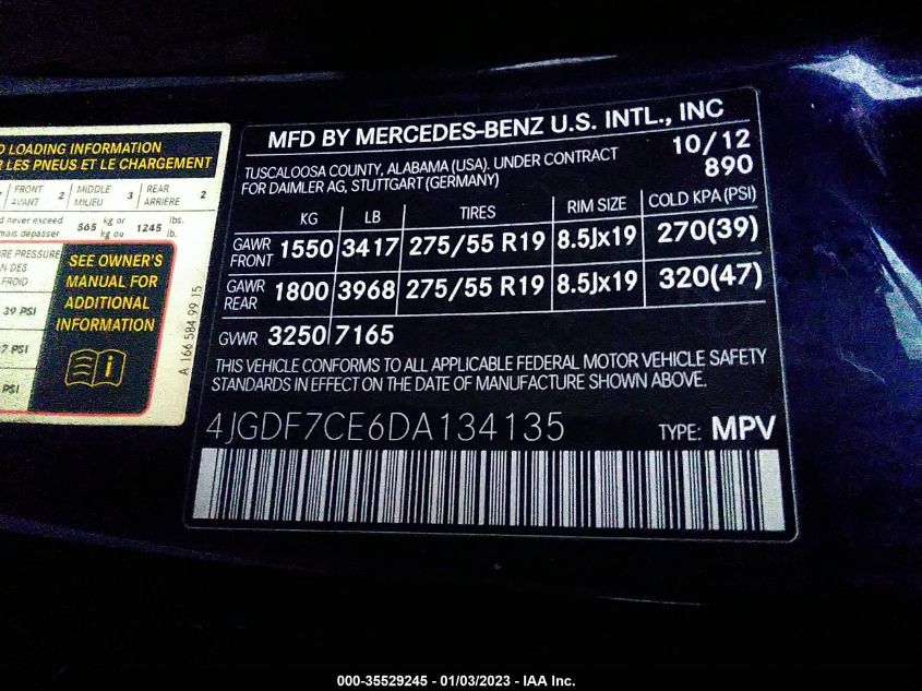 2013 MERCEDES-BENZ GL-CLASS GL 450 4JGDF7CE6DA134135