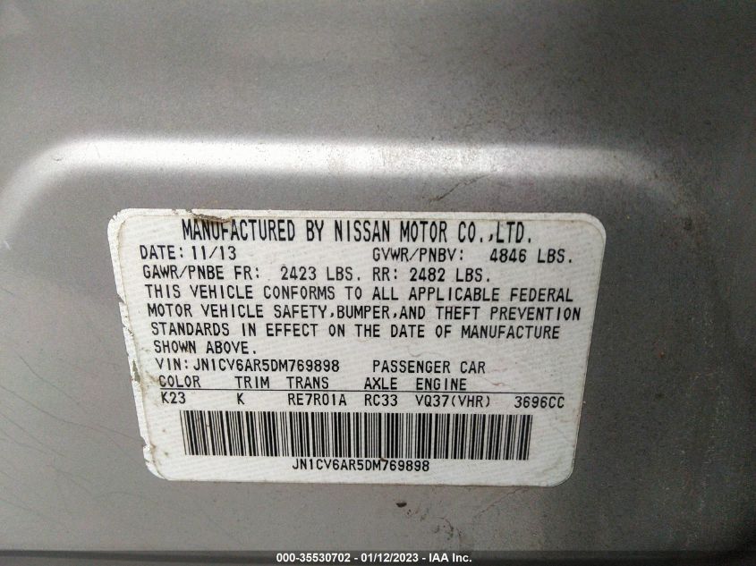 2013 INFINITI G37 SEDAN X JN1CV6AR5DM769898