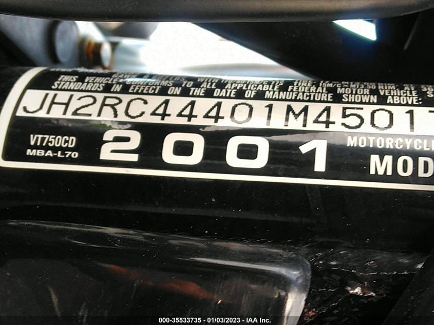 2001 HONDA VT750 CD JH2RC44401M450171