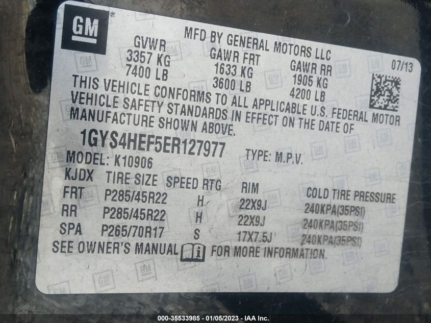 2014 CADILLAC ESCALADE ESV LUXURY - 1GYS4HEF5ER127977