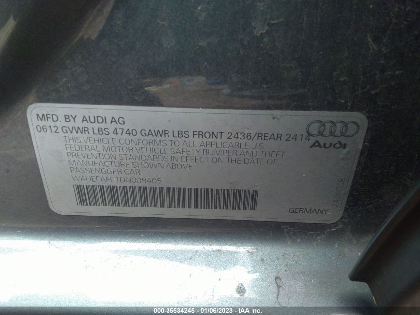 2013 AUDI A4 PREMIUM PLUS WAUEFAFL1DN009405