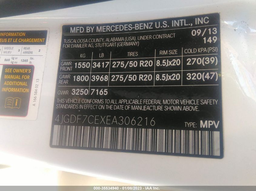 2014 MERCEDES-BENZ GL-CLASS GL 450 - 4JGDF7CEXEA306216