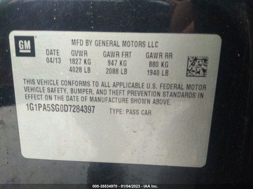 2013 CHEVROLET CRUZE LS - 1G1PA5SG0D7284397