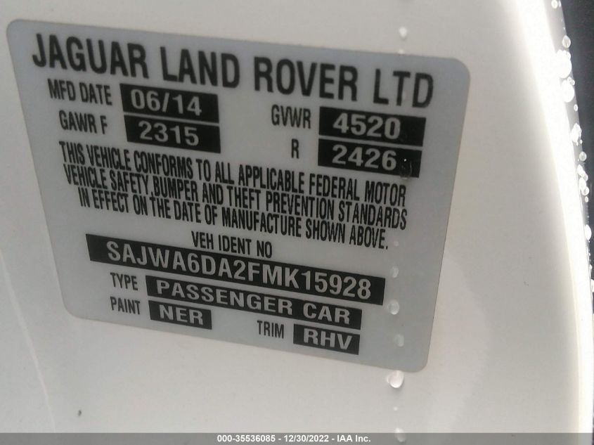 2015 JAGUAR F-TYPE V8 R SAJWA6DA2FMK15928