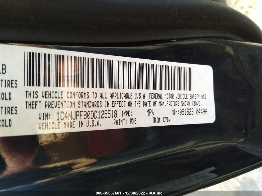 2013 JEEP PATRIOT LATITUDE 1C4NJPFB0DD125518