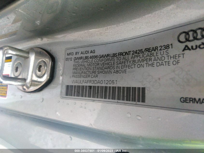 2013 AUDI A5 PREMIUM PLUS WAULFAFR3DA012051