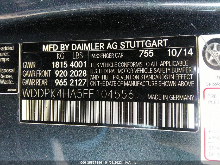2015 MERCEDES-BENZ SLK-CLASS SLK 250 WDDPK4HA5FF104556