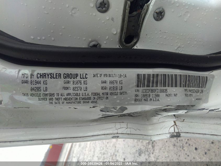 2015 DODGE DART SXT 1C3CDFBB3FD166635