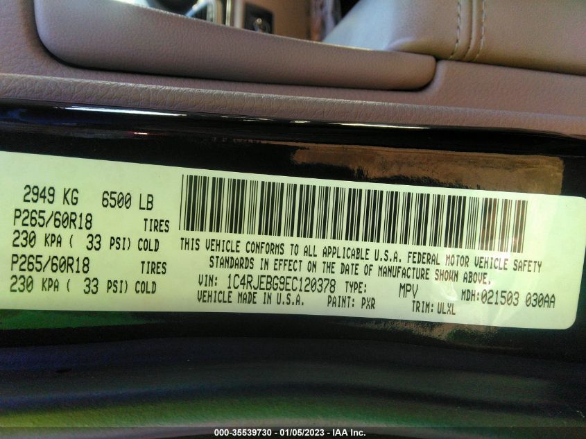 2014 JEEP GRAND CHEROKEE LIMITED - 1C4RJEBG9EC120378