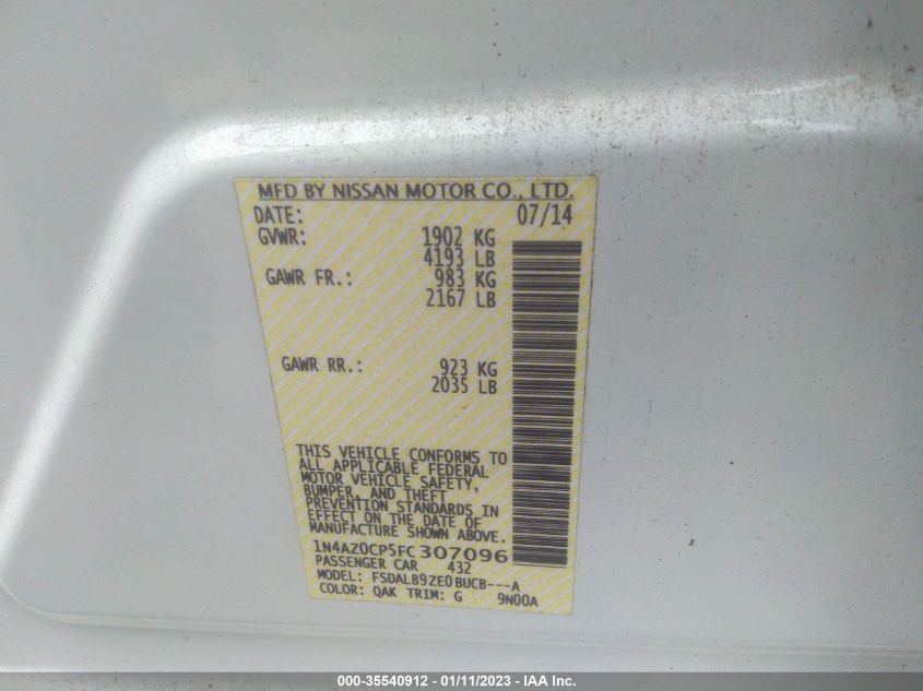 2015 NISSAN LEAF S 1N4AZ0CP5FC307096