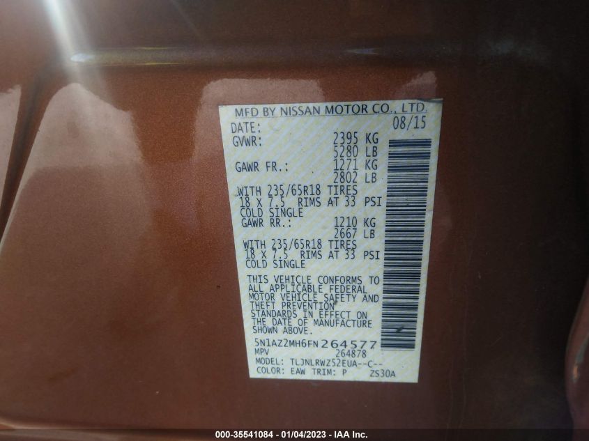 2015 NISSAN MURANO SL - 5N1AZ2MH6FN264577