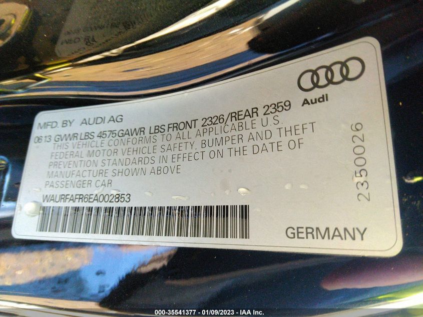 2014 AUDI A5 PREMIUM PLUS WAURFAFR6EA002853