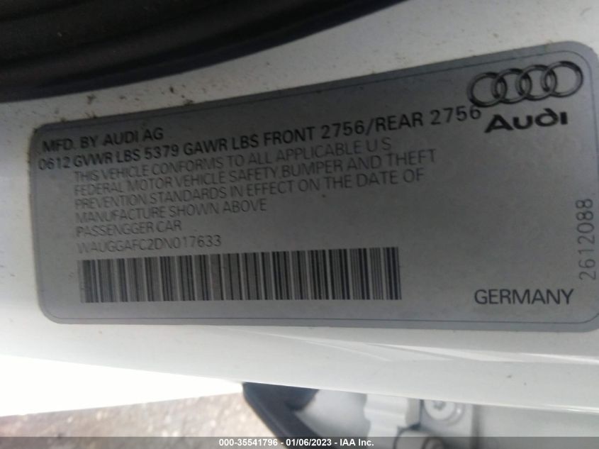 2013 AUDI A6 3.0T PREMIUM PLUS - WAUGGAFC2DN017633