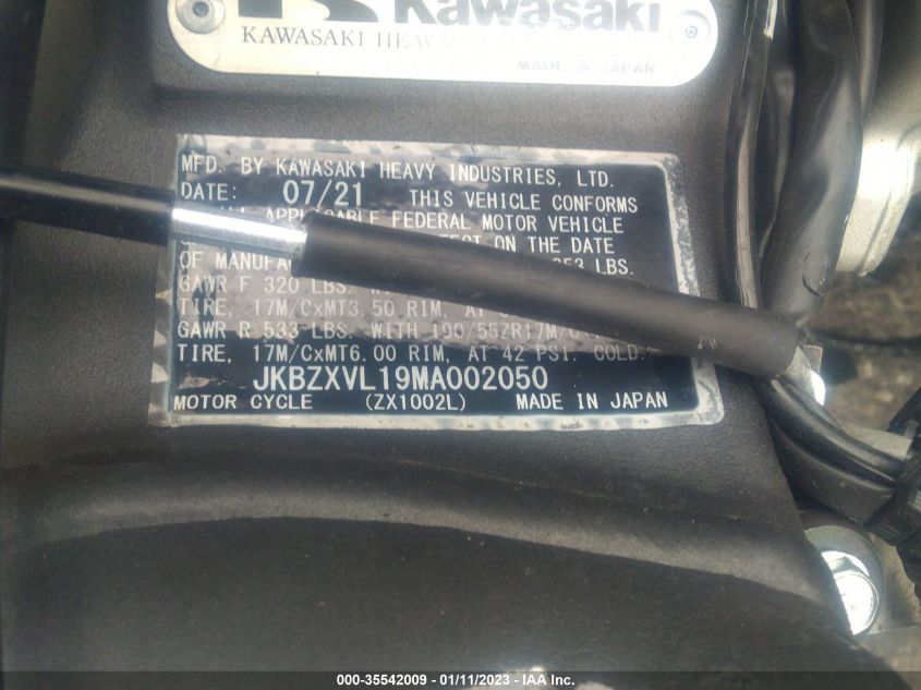 2021 KAWASAKI ZX1002 L JKBZXVL19MA002050