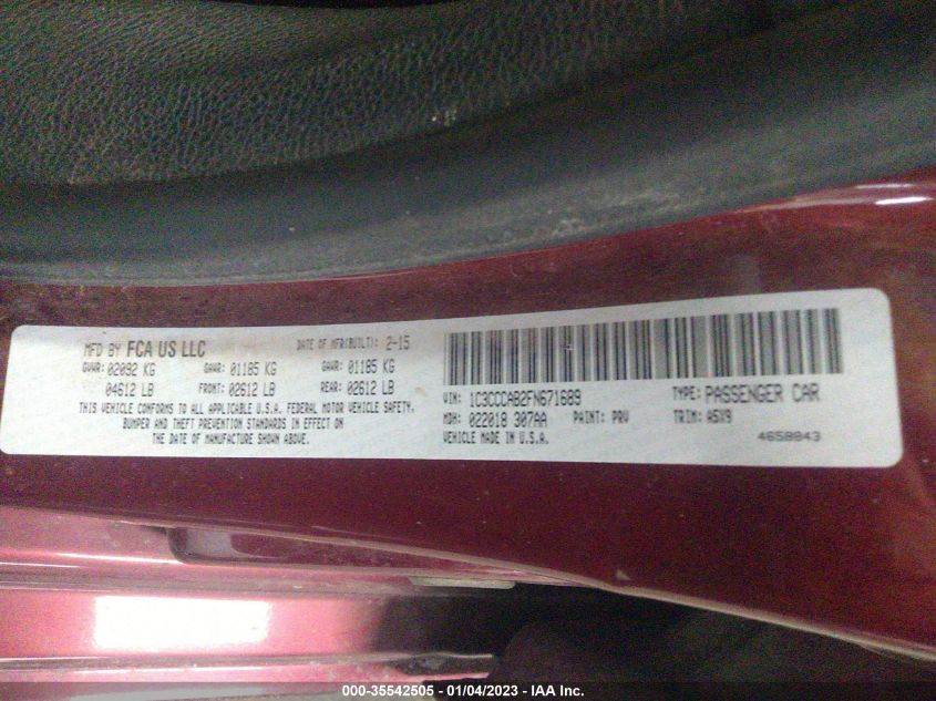 2015 CHRYSLER 200 LIMITED - 1C3CCCAB2FN671689