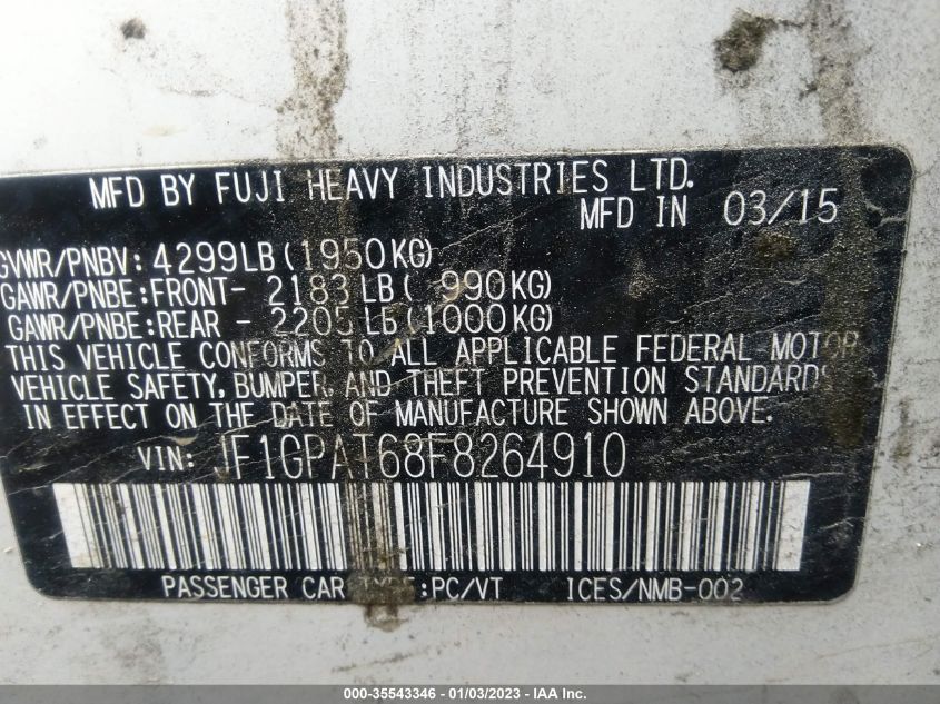 2015 SUBARU IMPREZA WAGON 2.0I SPORT PREMIUM - JF1GPAT68F8264910