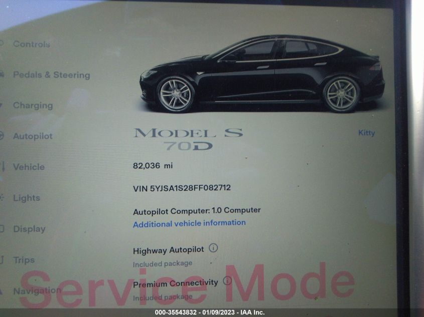 2015 TESLA MODEL S 85D/70D/90D/P90D - 5YJSA1S28FF082712