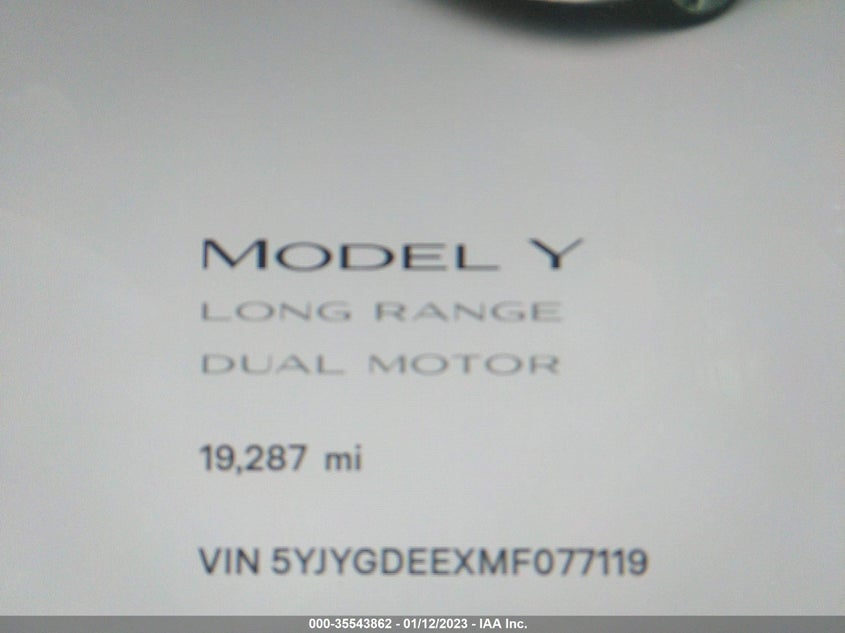 VIN 5YJYGDEEXMF077119 2021 TESLA MODEL Y LONG RANGE