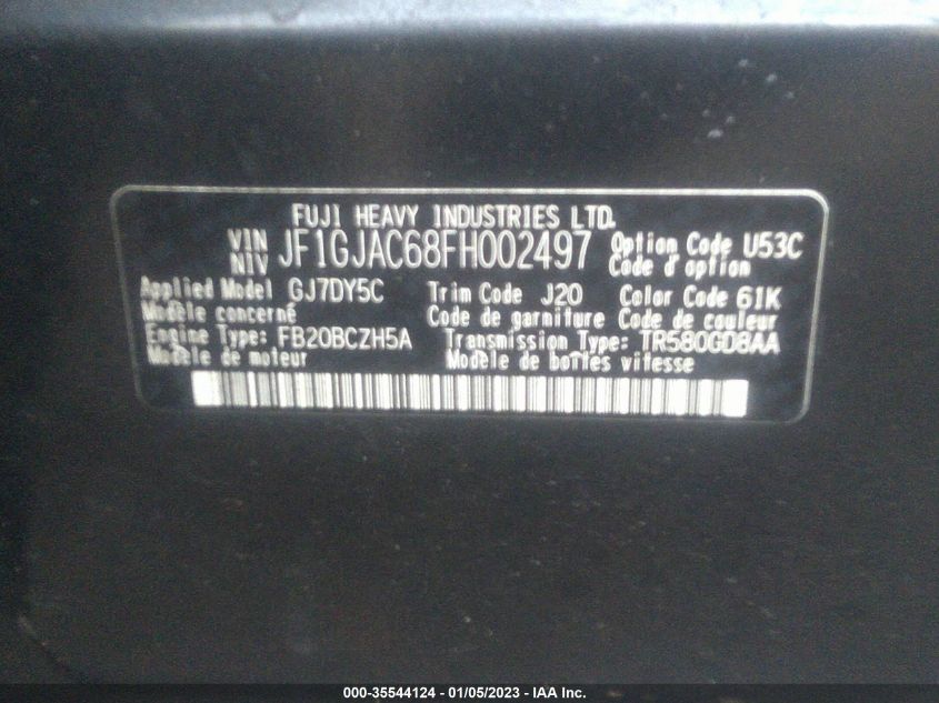 2015 SUBARU IMPREZA SEDAN PREMIUM JF1GJAC68FH002497