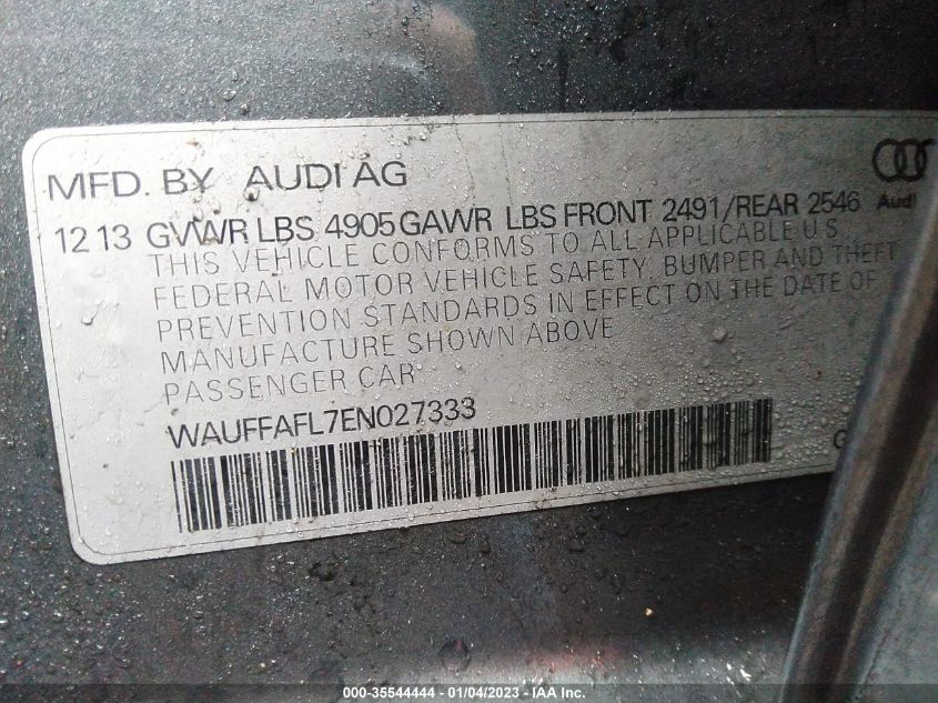 2014 AUDI A4 PREMIUM PLUS WAUFFAFL7EN027333