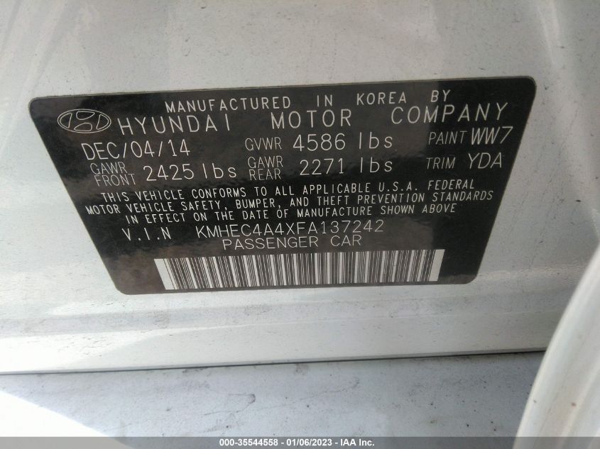 2015 HYUNDAI SONATA HYBRID - KMHEC4A4XFA137242