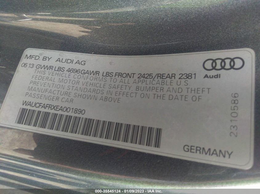 2014 AUDI A5 PREMIUM WAUCFAFRXEA001890