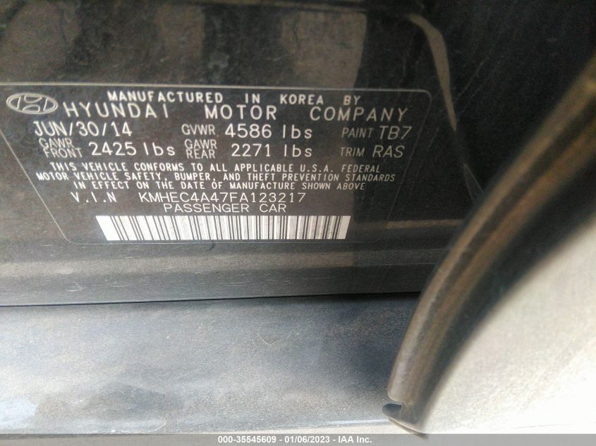 2015 HYUNDAI SONATA HYBRID LIMITED - KMHEC4A47FA123217