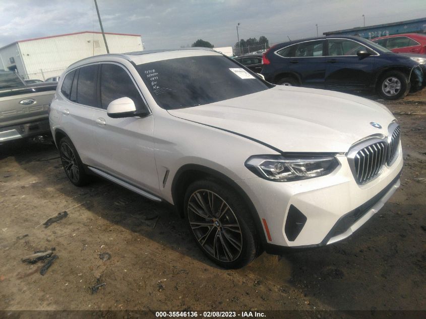 2022 BMW X3 SDRIVE30I - 5UX43DP05N9N34893