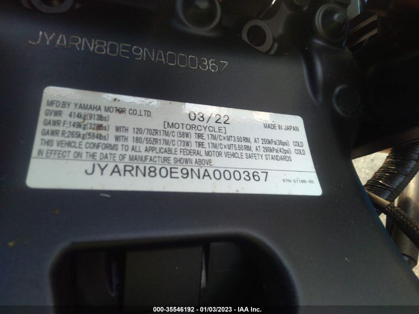 2022 YAMAHA MTM890 JYARN80E9NA000367