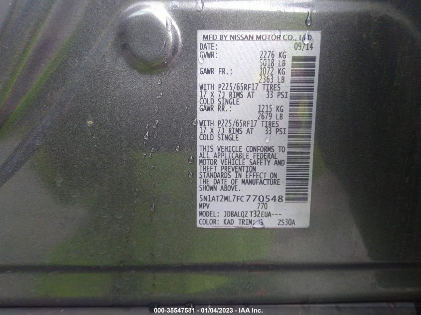 2015 NISSAN ROGUE SV - 5N1AT2ML7FC770548