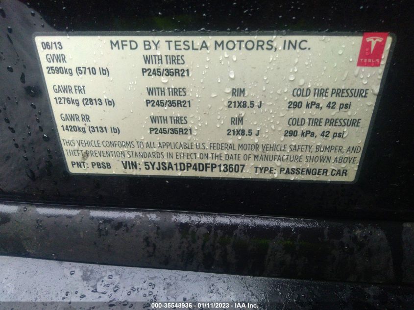 2013 TESLA MODEL S PERFORMANCE - 5YJSA1DP4DFP13607