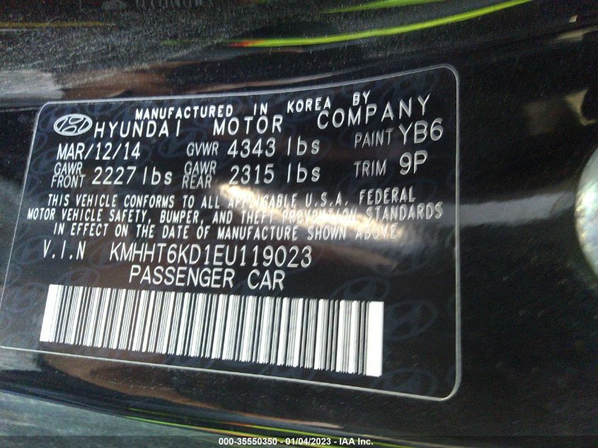 2014 HYUNDAI GENESIS COUPE 2.0T PREMIUM KMHHT6KD1EU119023