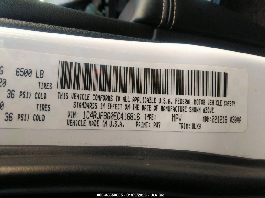 2014 JEEP GRAND CHEROKEE LIMITED 1C4RJFBG0EC416816