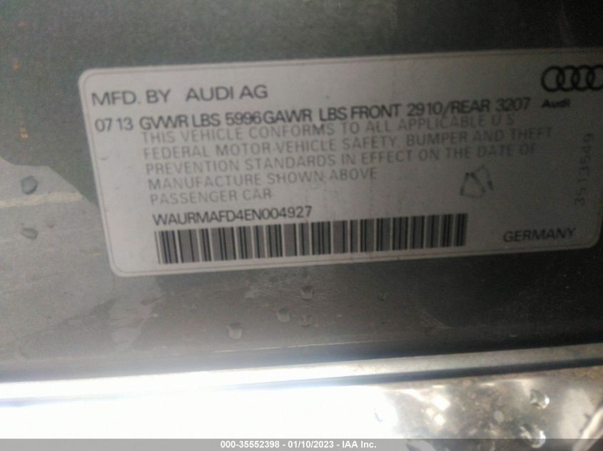 2014 AUDI A8 L 3.0L TDI WAURMAFD4EN004927