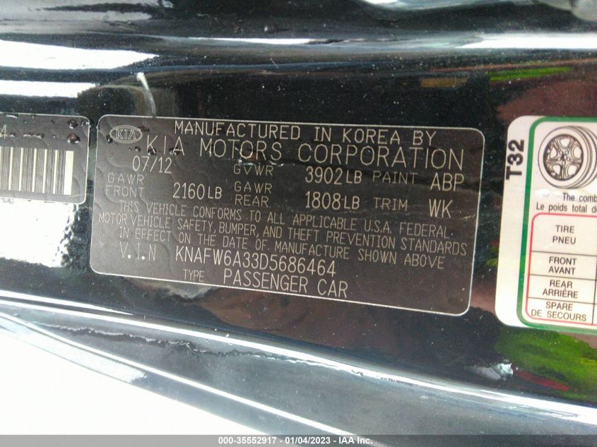 2013 KIA FORTE KOUP SX KNAFW6A33D5686464