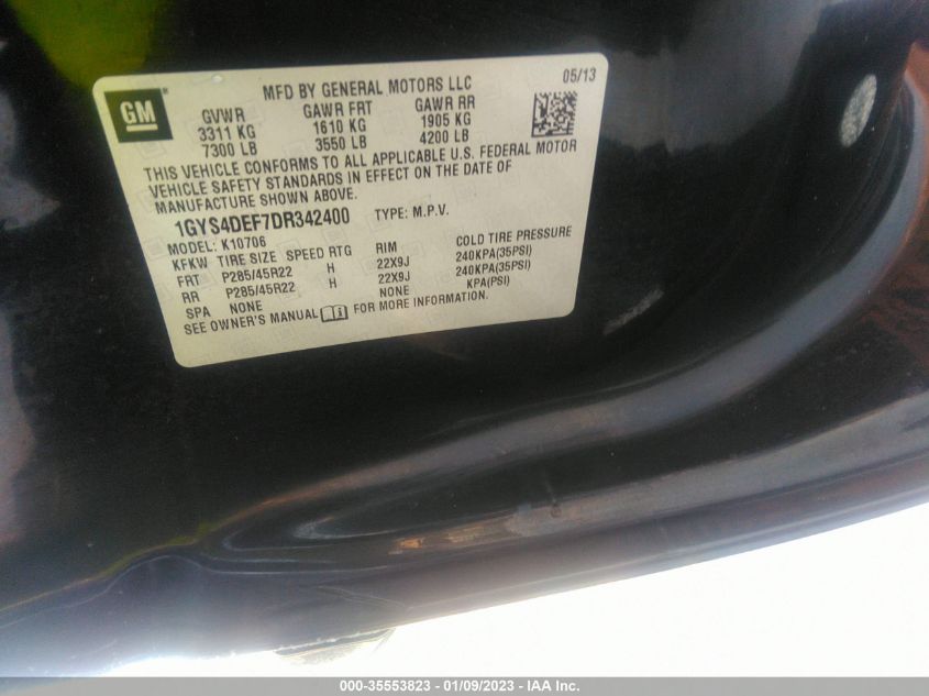 2013 CADILLAC ESCALADE PLATINUM EDITION 1GYS4DEF7DR342400